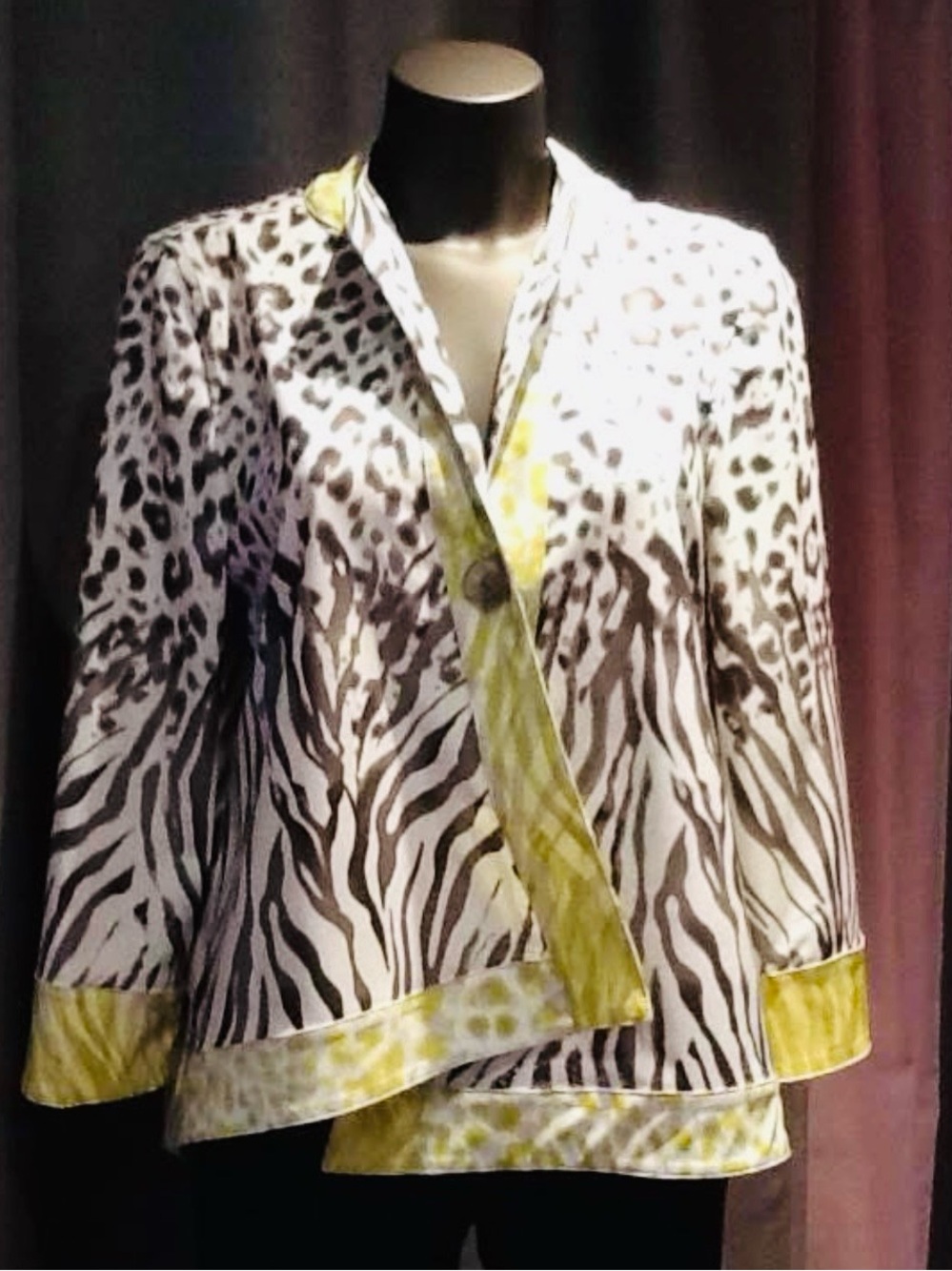 Joseph Ribkoff Women's Mixed Animal Print Asymmetrical Jacket Size 14